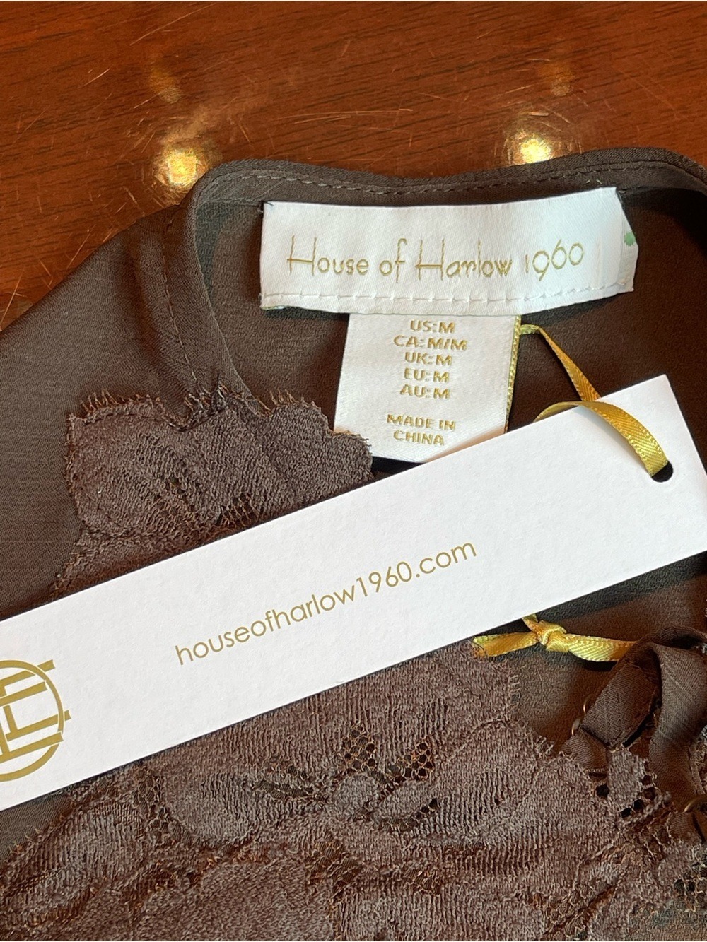 House of Harlow 1960 Chiffon Maxi Cocktail Dress Ruffles Brown Flowy Fairy Sz M - Picture 8 of 10